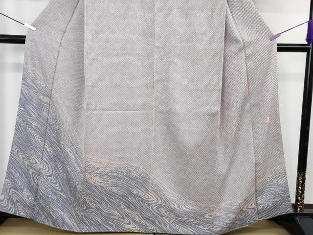 平和屋本店●極上 名門 藤娘きぬたや・総絞り 訪問着 流水文 牡丹鼠色地 暈し染め 逸品 DZAB7000kh6