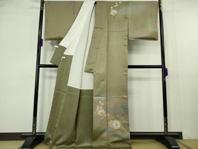 平和屋本店●極上 久保田一竹 幻の辻が花 訪問着 利休色地 暈し染め 金通し地 ますいわ屋扱い 逸品 DZAB7005kh6