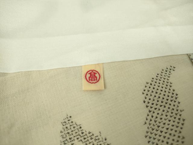 平和屋本店▽極上 綿薩摩 東郷織物謹製 手織 160亀甲 単衣 更紗花唐草文 象牙色地 高島屋扱い 逸品 未使用 DZAB7014kh6