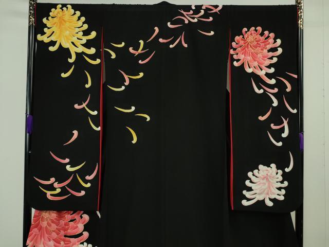 平和屋本店●極上 お引きずり・お引き摺り・引き振袖 和装 結婚式 舞妓 芸妓 芸者 衣装 作家物 乱菊 黒地 金銀彩 逸品 DZAB7018kh6