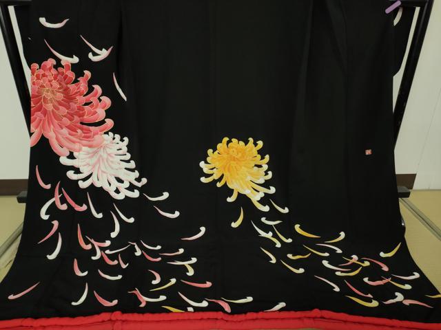 平和屋本店●極上 お引きずり・お引き摺り・引き振袖 和装 結婚式 舞妓 芸妓 芸者 衣装 作家物 乱菊 黒地 金銀彩 逸品 DZAB7018kh6