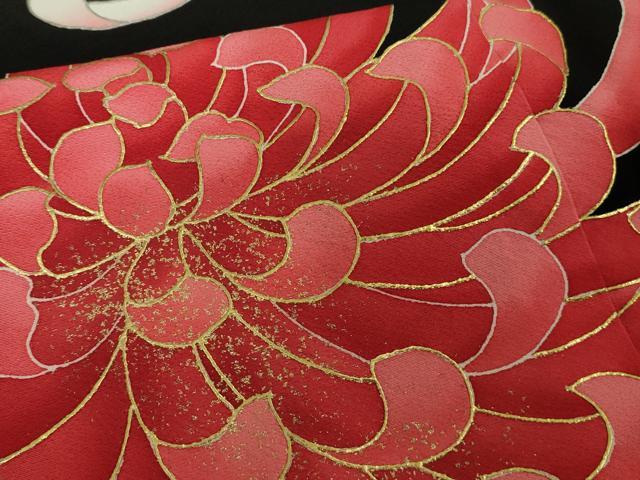 平和屋本店●極上 お引きずり・お引き摺り・引き振袖 和装 結婚式 舞妓 芸妓 芸者 衣装 作家物 乱菊 黒地 金銀彩 逸品 DZAB7018kh6