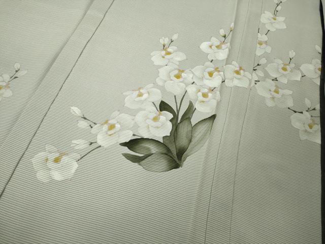 平和屋本店●極上 訪問着 無双 紗袷 紗×絽 胡蝶蘭 藍鉄色地 逸品 未使用 DZAB7021kh6