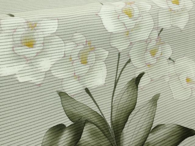平和屋本店●極上 訪問着 無双 紗袷 紗×絽 胡蝶蘭 藍鉄色地 逸品 未使用 DZAB7021kh6