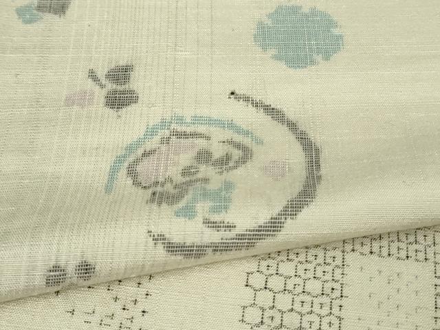 平和屋着物●極上 結城紬 はたおり娘 80亀甲 市松 吉祥間道 練色地 やまと誂製 逸品 DZAB7022kh6