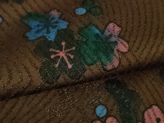平和屋本店●極上 キモノデザイナー 斉藤上太郎 訪問着 お召地 手描き 流水梅松文 赤墨色地 銀糸 逸品 DZAB7024kh6