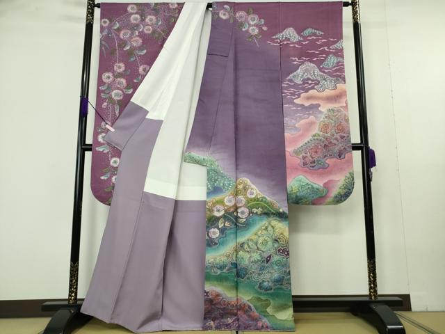 平和屋本店●極上 吉乃一廉 幻の辻が花 振袖 暈し染め 銀通し地 逸品 DZAB7025kh6