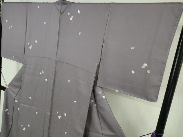 平和屋本店●極上 創業200年・7代目永治屋清左衛門 小紋 唐織 舞桜 花弁 鳩羽色地 鈴乃屋扱い 逸品 未使用 DZAB7031kh6