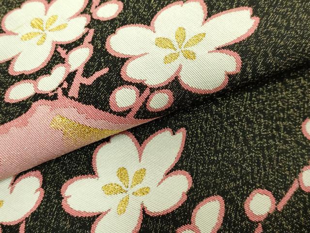 平和屋本店●希少 人間国宝 綴織 細見華岳 人間国宝 森口華弘 コラボレーション 爪掻き本綴れ 八寸名古屋帯 黒地 金糸 逸品 DZAB7053kh6