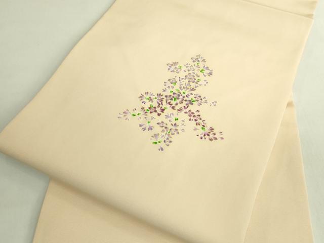 平和屋本店●極上 塩瀬 九寸名古屋帯 刺繍 草花文 金彩 風呂敷付き 松坂屋染織名作展 逸品 DZAB7054kh6