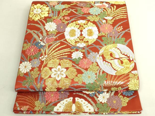 平和屋着物●極上 六通柄袋帯 唐織 花鳥文 金銀糸 逸品 DZAB7071kh6