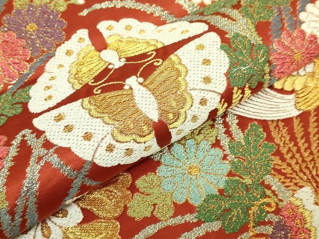 平和屋着物●極上 六通柄袋帯 唐織 花鳥文 金銀糸 逸品 DZAB7071kh6