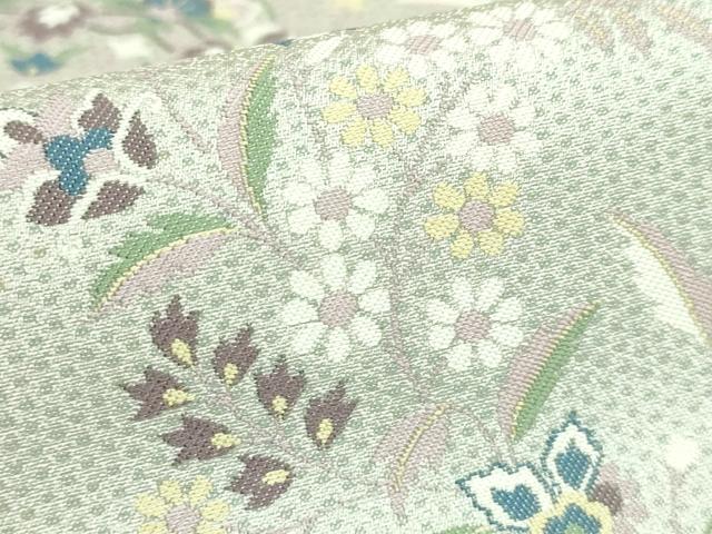 平和屋本店●極上 西陣 長嶋成織物 ながしま帯 両面 六通柄袋帯 西城更紗 証紙・反端付き 逸品 DZAB7081kh6