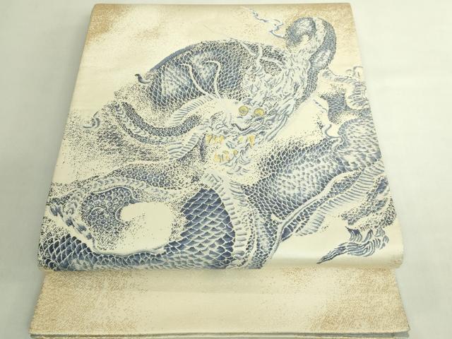 平和屋本店●極上 洛楽人工房 太鼓柄袋帯 龍 藍 金糸 逸品 DZAB7084kh6