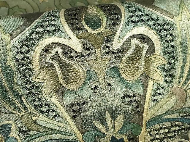 平和屋本店●極上 中国三大刺繍 スワトウ刺繍 汕頭刺繍 袋帯 洋花文 金銀彩 逸品 DZAB7089kh6
