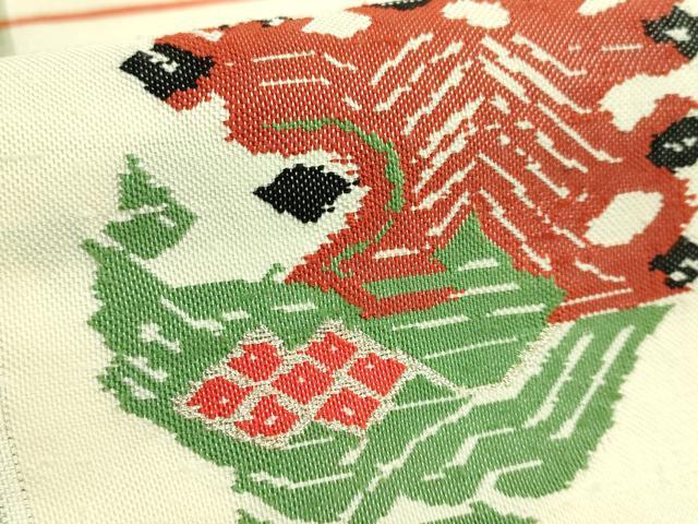 平和屋本店●最高級 龍村平蔵製 太鼓柄 本袋帯 甲比丹孔雀 金銀糸 逸品 DZAB7091kh6