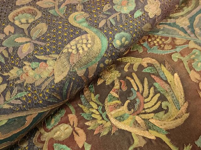 平和屋本店●極上 中国三大刺繍 スワトウ刺繍 汕頭刺繍 全通柄袋帯 名物裂花鳥文 金彩 逸品 DZAB7096kh6