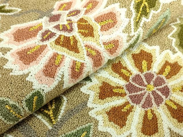 平和屋本店●最高級 中国三大刺繍 総相良刺繍 総刺繍 袋帯 200万粒 総詰め 更紗花文 金糸 逸品 DZAB7127kh6