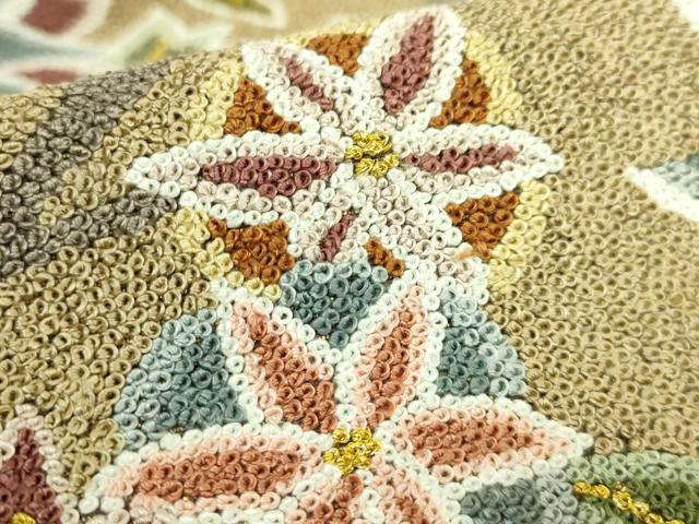 平和屋本店●最高級 中国三大刺繍 総相良刺繍 総刺繍 袋帯 200万粒 総詰め 更紗花文 金糸 逸品 DZAB7127kh6