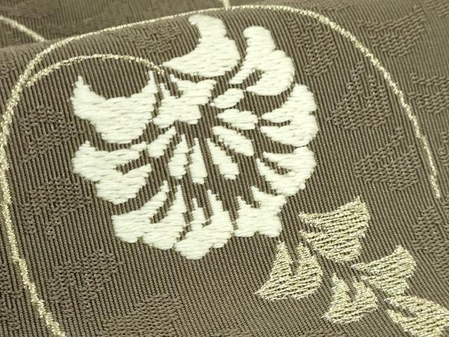 平和屋本店●極上 西陣 河村織物 河村つづれ 八寸名古屋帯 花唐草 金糸 媚茶色地 逸品 DZAB7129kh6