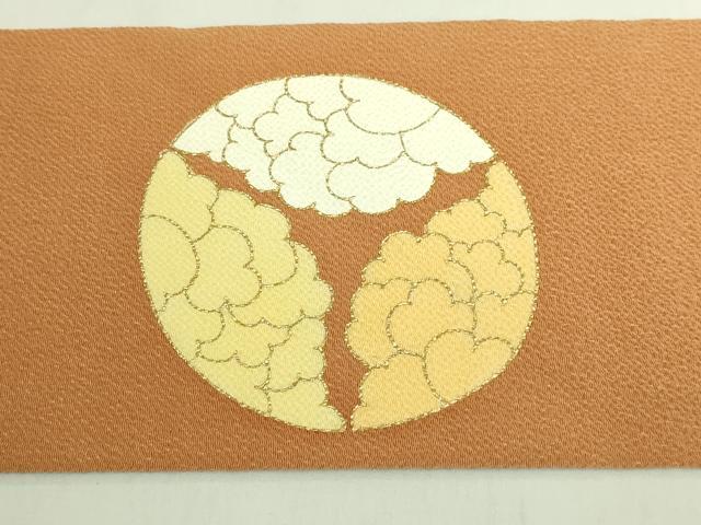 平和屋本店●極上 銀座 志ま亀 九寸名古屋帯 草花文 小麦色地 金彩 鬼しぼ縮緬 逸品 DZAB7135kh6