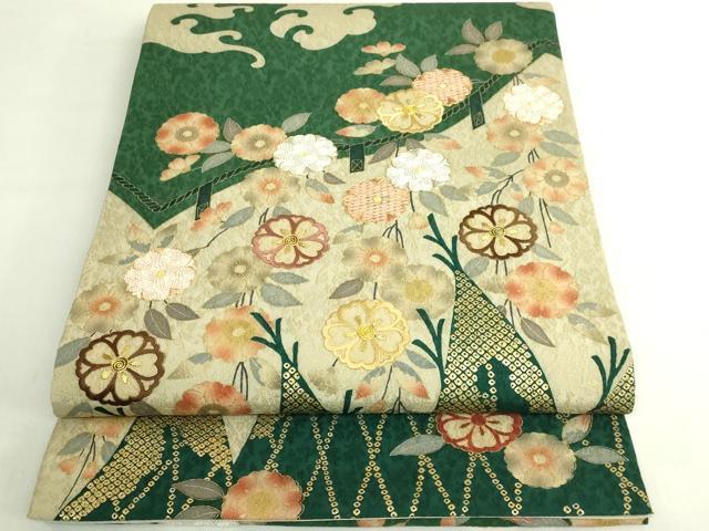 平和屋着物●極上 染織の名門 しょうざん 太鼓柄袋帯 刺繍 枝垂れ桜 金彩 逸品 未使用 DZAB7140kh6