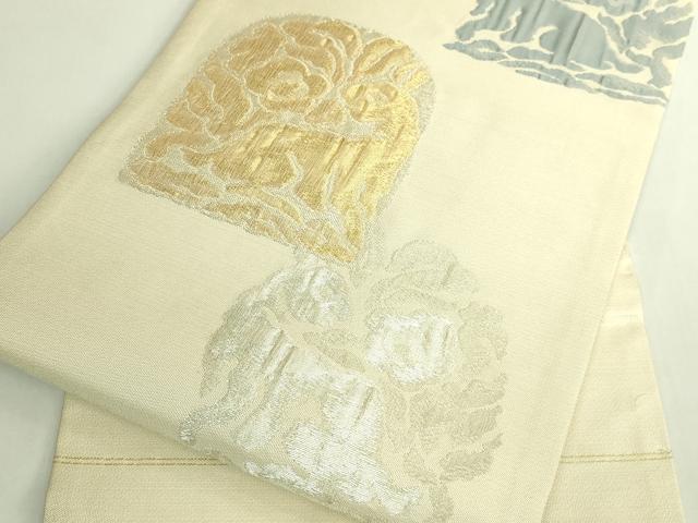 平和屋本店●極上 洛風林 工芸帯地 九寸名古屋帯 花兎 金銀糸 逸品 DZAB7144kh6