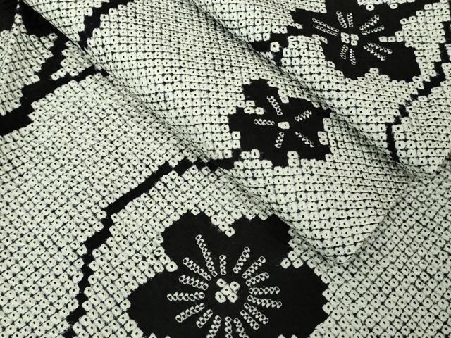 平和屋本店●極上 本疋田絞り 振袖 枝梅 白×黒 ほていや扱い 逸品 DZAB7158kh6