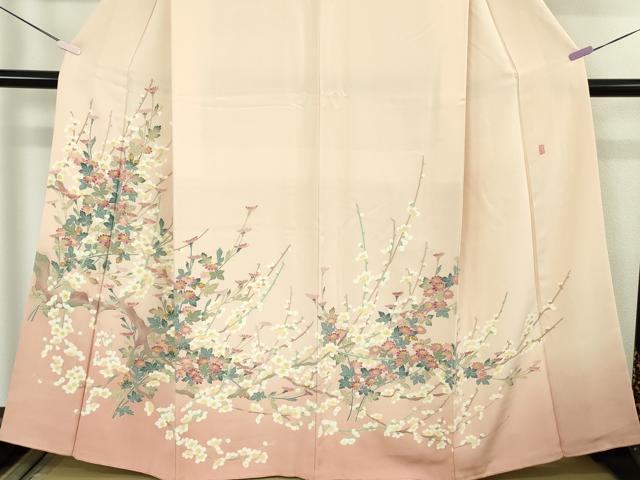 平和屋本店●極上 本加賀友禅作家 大村洋子 訪問着 枝花文 洗柿色 暈し染め 高島屋扱い 逸品 DZAB7159kh6