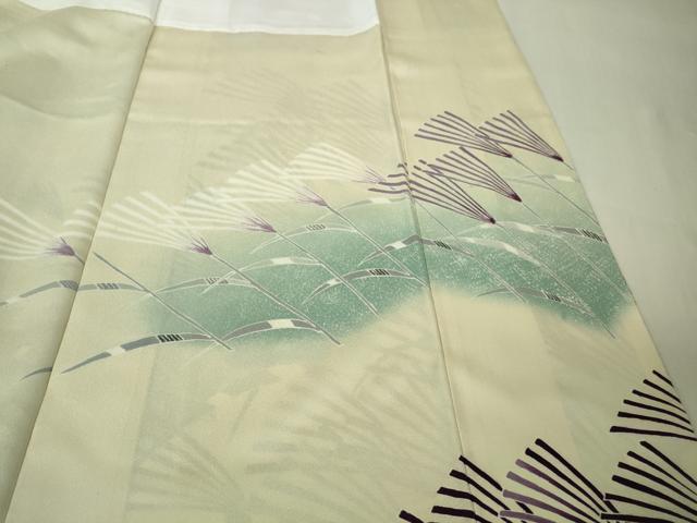 平和屋本店●極上 訪問着 友禅 作家物 芒 すすき 鳥の子色地 暈し染め 逸品 DZAB7160kh6