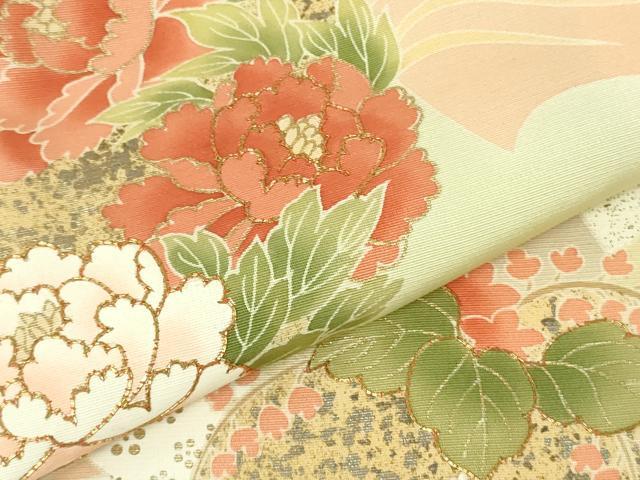 平和屋本店●極上 訪問着 駒刺繍 束ね熨斗 花丸文 濃い藍白色地 暈し染め 金彩 逸品 未使用 DZAB7161kh6