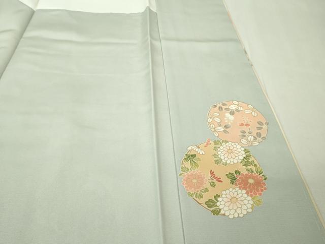 平和屋本店●極上 訪問着 駒刺繍 束ね熨斗 花丸文 濃い藍白色地 暈し染め 金彩 逸品 未使用 DZAB7161kh6