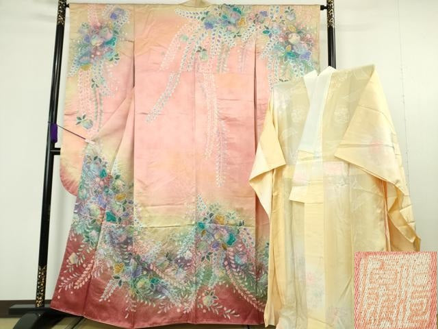 平和屋本店●極上 伯河貞雄 振袖・長襦袢(無双仕立て)セット 辻が花 暈し染め 逸品 DZAB7167kh6