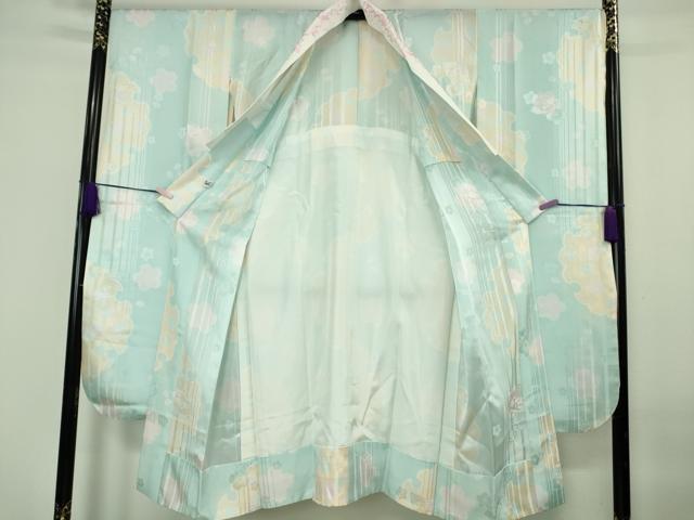 平和屋本店●極上 振袖・長襦袢(無双仕立て・半衿刺繍)セット 辻が花 絞り 暈し染め 金彩 銀通し地 逸品 DZAB7170kh6