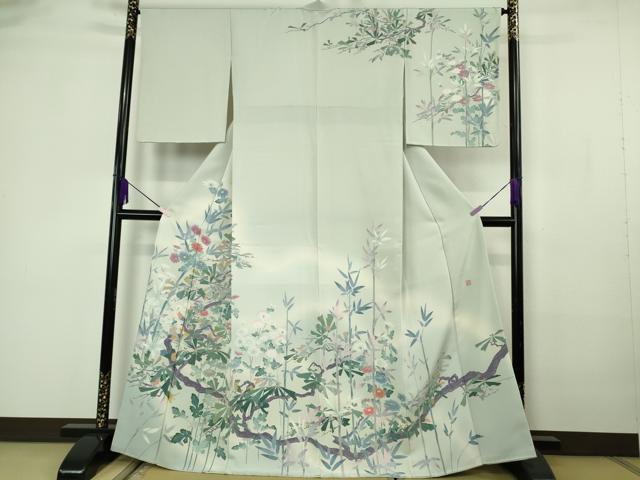 平和屋着物●極上 訪問着 作家物 松菊笹文 白緑色地 暈し染め 逸品 DZAB7174kh6