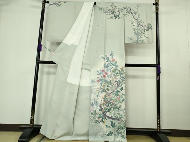 平和屋着物●極上 訪問着 作家物 松菊笹文 白緑色地 暈し染め 逸品 DZAB7174kh6