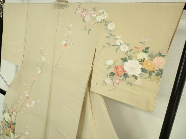 平和屋着物●極上 訪問着 友禅 作家物 吉祥花文 蒸栗色地 逸品 DZAB7175kh6