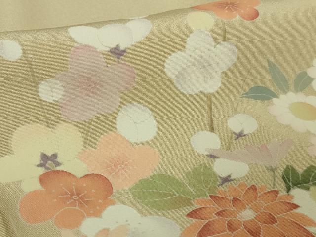 平和屋着物●極上 訪問着 友禅 作家物 吉祥花文 蒸栗色地 逸品 DZAB7175kh6