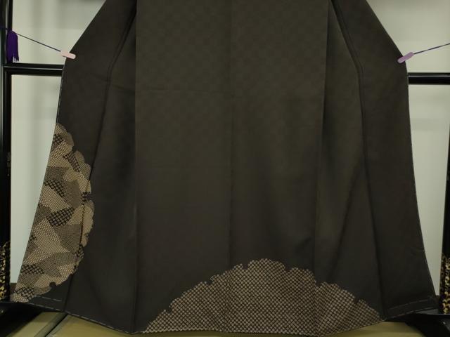 平和屋着物●極上 訪問着 印傳 雪輪 切嵌 黒紅色地 鈴乃屋扱い 逸品 未使用 DZAB7184kh6