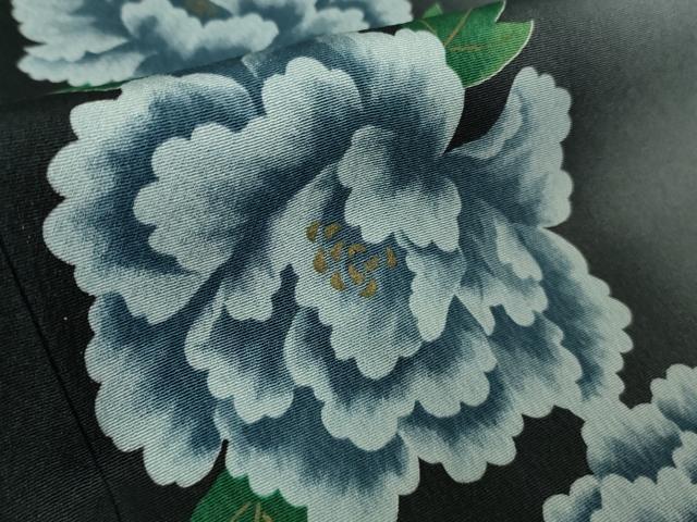 平和屋本店▽極上 小紋 単衣 花間道 牡丹 暈し染め 逸品 DZAB7187kh6