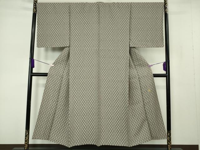 平和屋本店▽極上 男性 西陣 京都友禅作家集団 名門 倉染匠 一乃倉 お召 単衣 市松 宝尽くし 反端付き 逸品 未使用 DZAB7190kh6