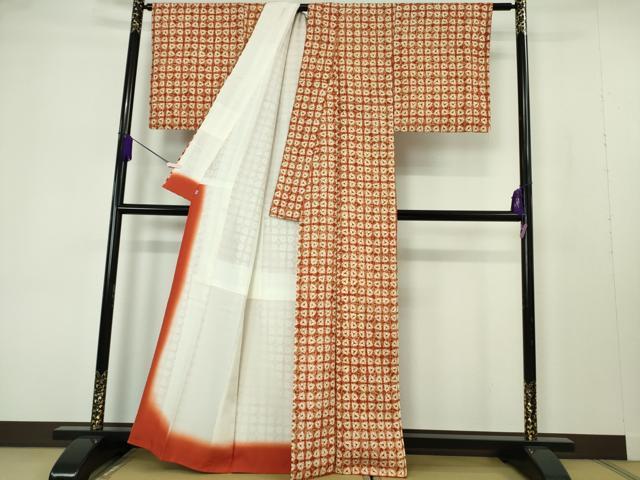 平和屋本店●極上 岩手の匠 草紫堂 南部絞り 茜染 紬 正絹 逸品 DZAB7192kh6