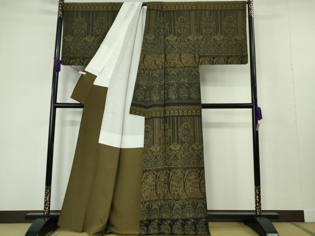 平和屋本店●極上 前田仁仙 仁仙更紗 訪問着 更紗花文 鬼しぼ縮緬 逸品 DZAB7193kh6