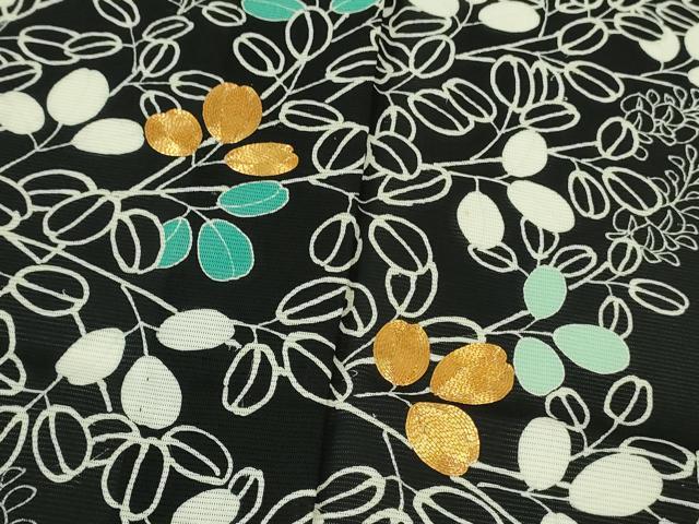 平和屋本店*極上 夏物 訪問着 絽 駒刺繍 花萩文 黒地 金糸 逸品 DZAB7196kh6
