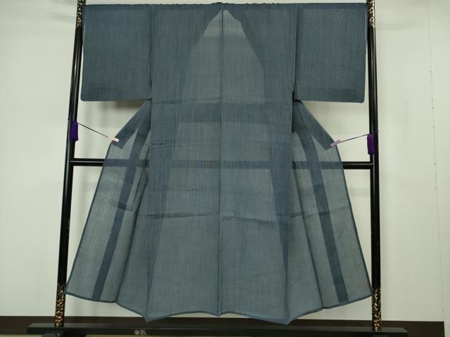 平和屋本店*極上 夏物 男性 上布 縞 深縹色×白 京王百貨店扱い 逸品 未使用 DZAB7200kh6