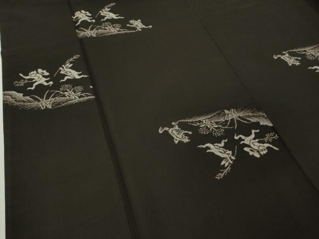 平和屋本店●極上 本場大島紬 9マルキ 地空 鳥獣戯画 黒地 さが美扱い 逸品 DZAB7208kh6