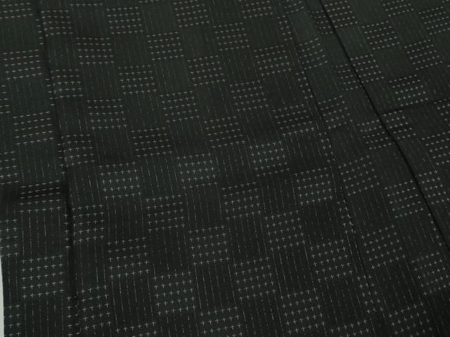 平和屋本店∞極上 男性 長羽織 キングサイズ スリーシーズン 春夏秋 塵除け 市松紋紗 黒地 逸品 DZAB7215kh6