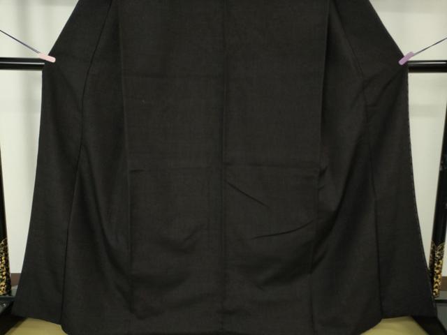平和屋本店●極上 本場結城紬 重要無形文化財 色無地 暗黒色 逸品 DZAB7222kh6