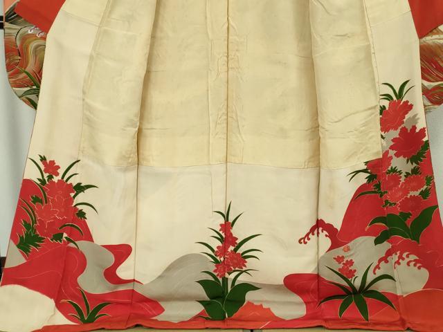 平和屋本店●極上 アンティーク 大正ロマン 振袖 駒刺繍 鳳凰鼓草花文 金銀彩 逸品 DZAB7225kh6