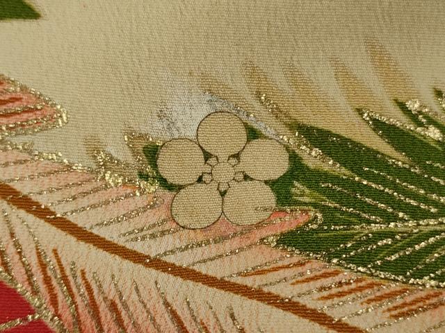 平和屋本店●極上 アンティーク 大正ロマン 振袖 駒刺繍 鳳凰鼓草花文 金銀彩 逸品 DZAB7225kh6